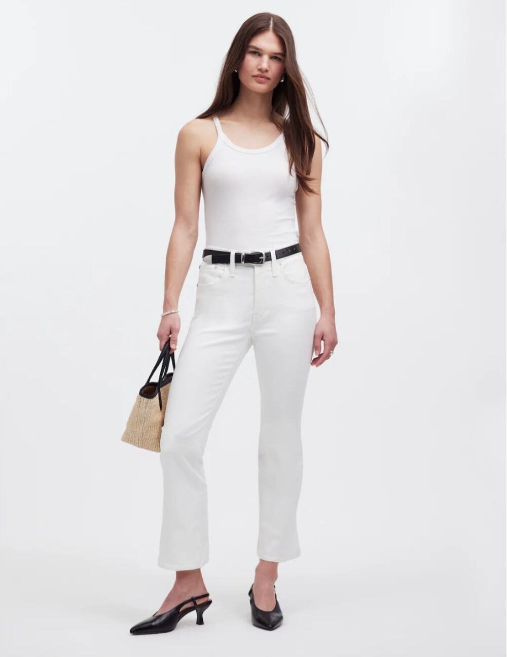 Madewell Jeans Women Size 31 Petite White Mid-Rise Kick-Out Flare NWT